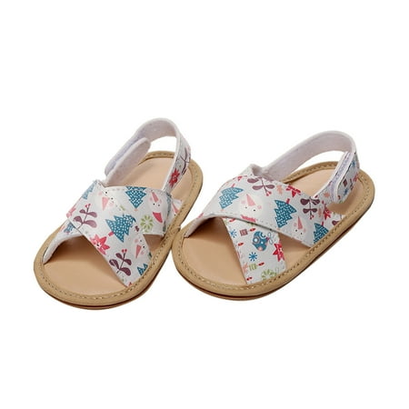 

Kids Open Toe Cartoon Printed Shoes First Walkers Shoes Summer Flat Sandals