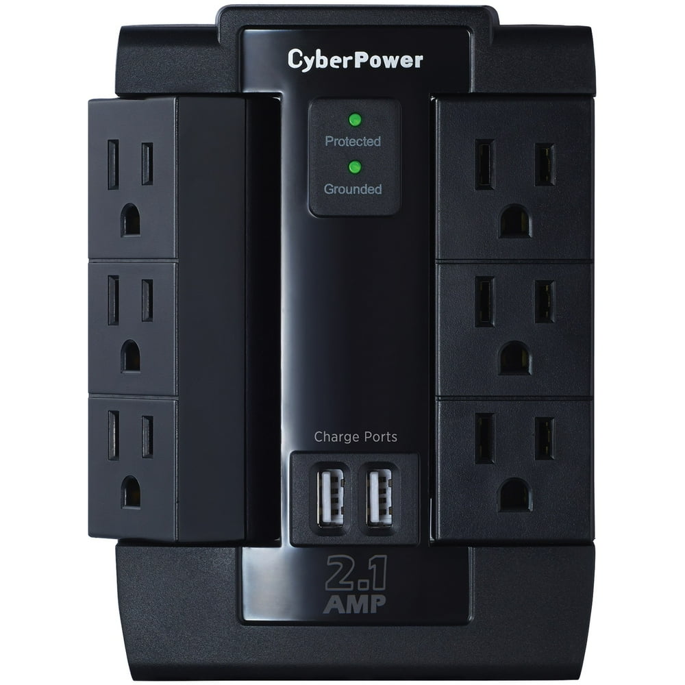 CyberPower P600WSURC1 Home Office SurgeProtector Swivel Wall Tap with 2 USB Ports