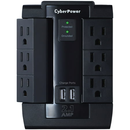 Cyberpower Usb - CyberPower P600WSURC1 P600WSURC1 Home Office Surge-Protector Swivel Wall Tap with 2 USB Ports