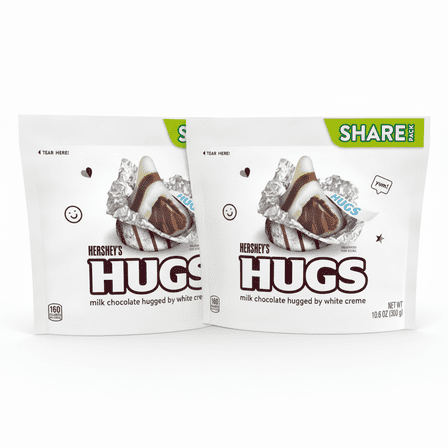 (2 pack) Hershey's Kisses Candy, Individually Wrapped, Share Bag Milk Chocolate and White Creme 10.6oz