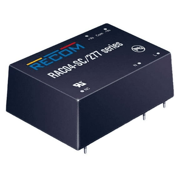 RAC04-05SC/277  Enclosed AC DC Converters 1 Output 5V 800mA 80 ~ 305 VAC Input :RoHS