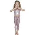 thumbnail image 4 of CAICJ98 Girls Metallic Crop Tops with Shiny Pants 2 Pcs Set Kids Sleeveless Sparkly Dance Disco Outfits (Pink,3-4 Years), 4 of 4