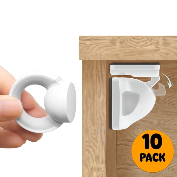 Booboo® Magnetic Child Safety Cupboard Locks for Children x10 Locks   x1 Key, Baby Proofing for Kitchen, Cabinets and Drawers, 30 Second Install No Drilling 3M Adhesive (10 Pack)
