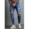 thumbnail image 3 of POGLIP Men's Blue Ripped Skinny Fit Men's Jeans, 3 of 6