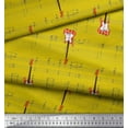 thumbnail image 2 of Soimoi Yellow Viscose Chiffon Fabric Notes & Guitar Musical Instrument Printed Fabric 1 Yard 42 Inch Wide, 2 of 5