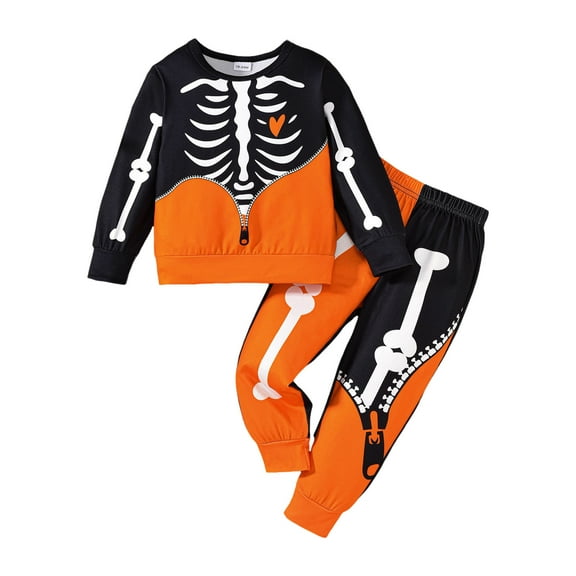 Caqnni Toddler Halloween Outfit Boy Girl Pumpkin Patch Crew Sweatshirt and Pants Set Halloween Fall Baby Clothes Halloween Outfit (3-4 Years,Black)