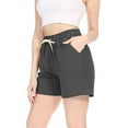 thumbnail image 2 of Women's Casual Stripe Elastic Waist Drawstring Pockets Lightweight Short Lounge Pants, 2 of 6