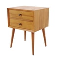 thumbnail image 2 of Noble House Mid-Century Nightstand with 2 Drawers, Solid Pine Wood, Natural, 2 of 8