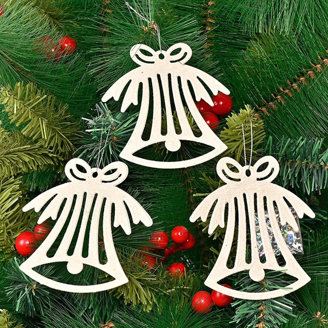 Decoraciones y adornos blancos para árbol de Navidad, decoración para árbol de Navidad con copos de nieve, lindos adornos navideños incluidos (juego de 3) (adornos de campana A-blancos)
