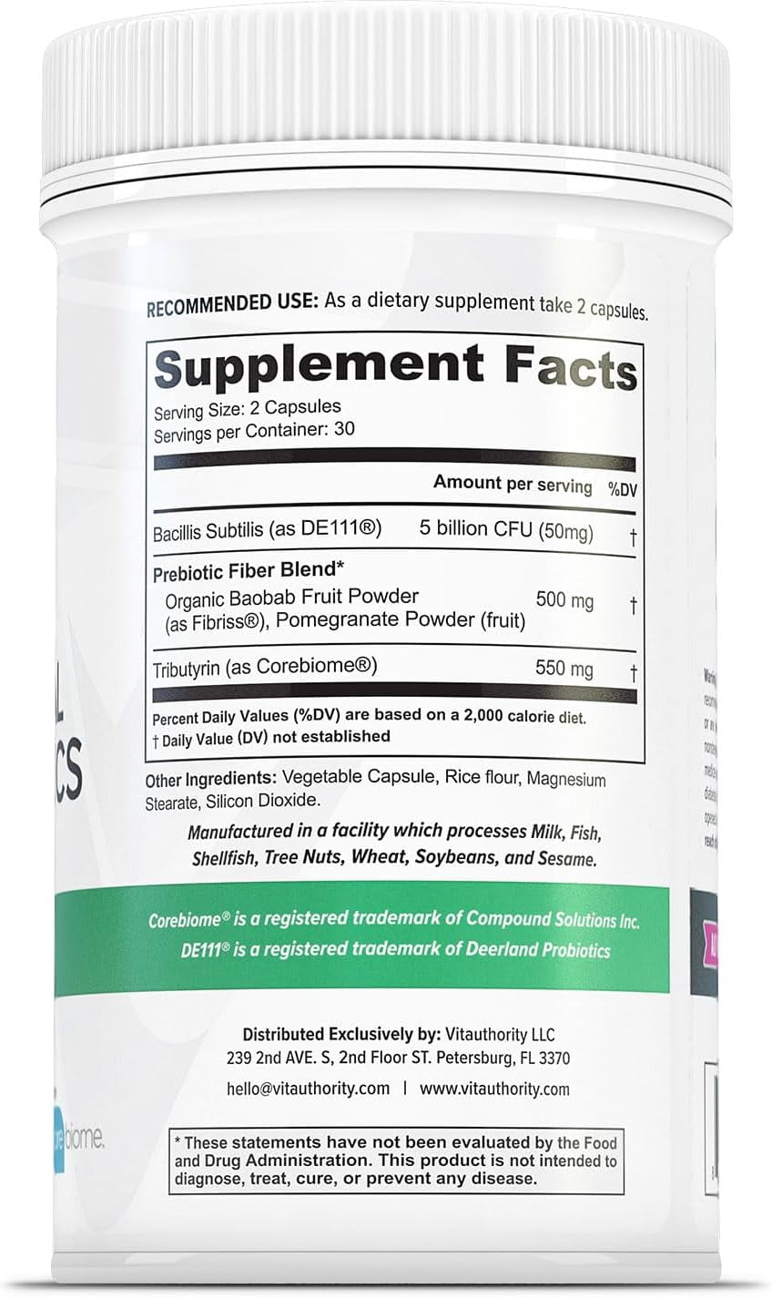 Vitauthority Essential Probiotics with Prebiotics and Postbiotics for Gut Health, 60 Capsules