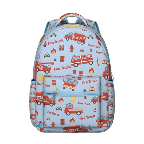 Fire Truck and Excavator Students Backpack Durable Construction Vehicle School Bag with Cartoon Style, Lightweight and Comfortable for Student