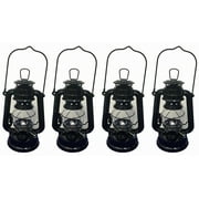 Lot of 4 - 8 Inch Black Hurricane Kerosene Oil Lantern Hanging Light / Lamp