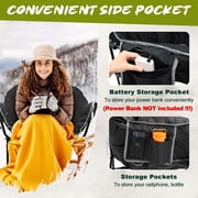 Slsy Oversized Heated Camping Chair, Padded Camp Chair with 3 Heat Levels, Portable Folding Heated Chair Round Moon Saucer Folding Lawn Chair Outdoor Chair