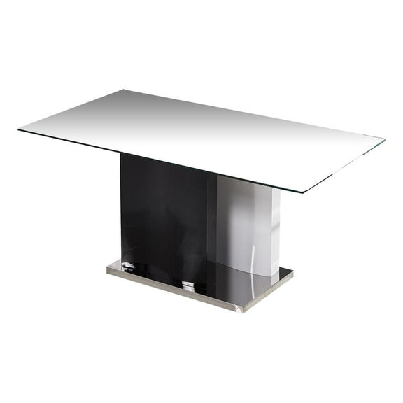 Best Master Marilyn Poplar Wood Glass Top Rectangular Dining Table - Black/White
