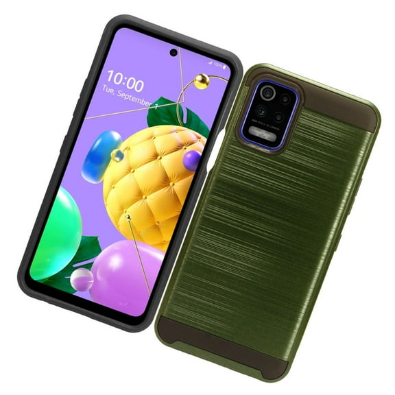 Case for LG K52 Brushed Texture Slim Hybrid Shockproof Dual Layer Hard PC & TPU Silicone Armor Rugged Protective Cover for LG K52 by Xcell - Green