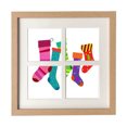 thumbnail image 1 of Feliz Navidad medias coloridas ilustraciones Pantalla de escritorio de pared de marco 4 aperturas, 1 of 4