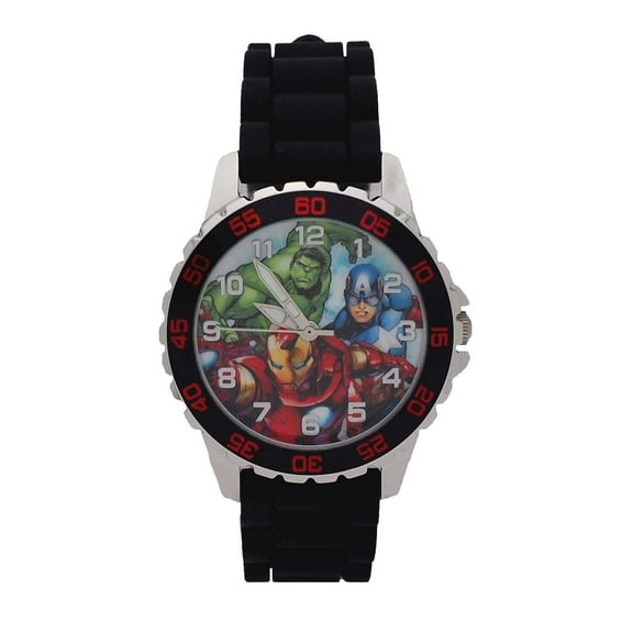 Marvel #AVGAQ134 Avengers Analog Watch with Black Rubber Band