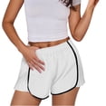 thumbnail image 2 of CQONEPT Sports Shorts for Womens Elastic Waist Side Pleated Casual Shorts Running Workouts Activewear Shorts White 2XL, 2 of 7