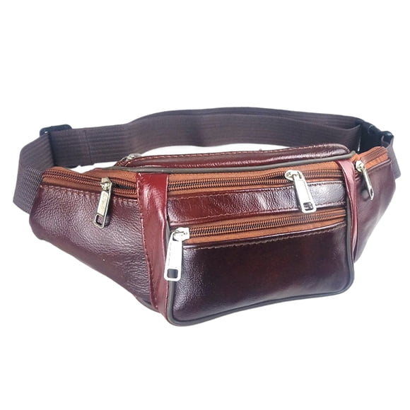 Sonducket Cowskin Fashion - Riñonera para hombre, ajustable y cómoda, para teléfono, cintura genuina, viaje riñoneras chocolate