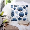 thumbnail image 3 of 14x14 Pillow Covers Set of 2, Navy Blue Marble Throw Pillow Covers Decorative Couch Cushion Case, Gold White Geometric Hexagon Modern Microfiber Square Pillowcases for Bedroom Car Living Room, 3 of 7