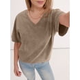 thumbnail image 3 of ANRABESS Womens Oversized Acid Washed T-Shirt Short Sleeve Vintage Casual V Neck Tops 2026 Summer Basic Tee Trendy Clothes Coffee Small, 3 of 8
