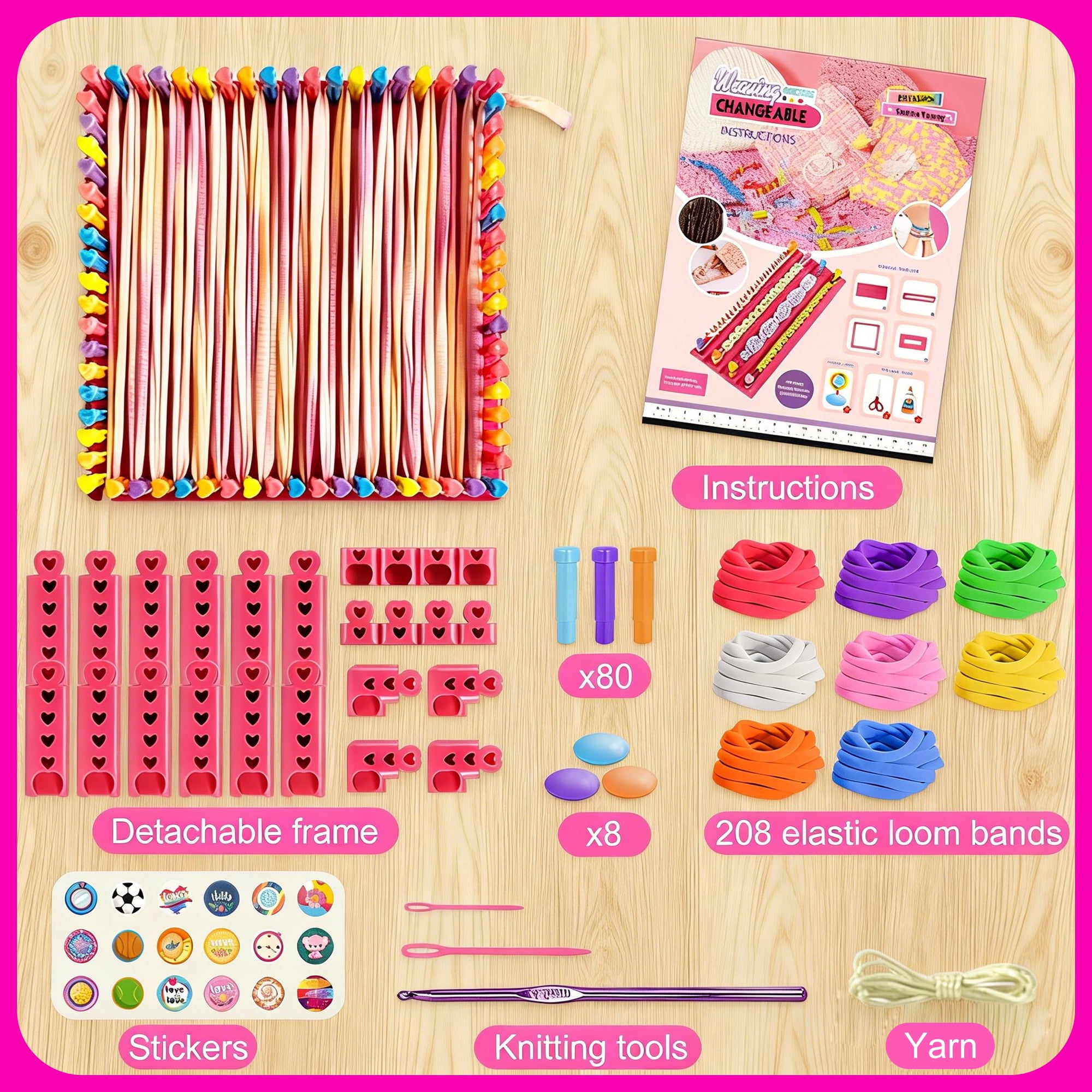 Richgv Weaving Loom Kit Kids Toys for Girls, Potholder Loom Kits DIY Arts and Crafts for Making Handbags, Knitting Activity Gifts for Girls 6-12