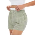 thumbnail image 2 of QQAMB Womens Strip Shorts Elastic Waisted Casual Summer Comfy Loose Homewear Outwear Shorts with Pocket Army Green S, 2 of 7