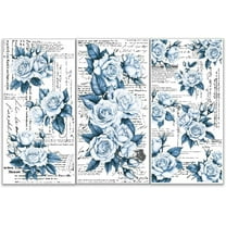 3pcs/Set Blue Rose Rub on Transfers for Furniture and Crafts 6x12 inch Vintage Floral Furniture Transfer Sticker Furniture Decals Decor Transfer Stickers Rub on Decals for Furniture