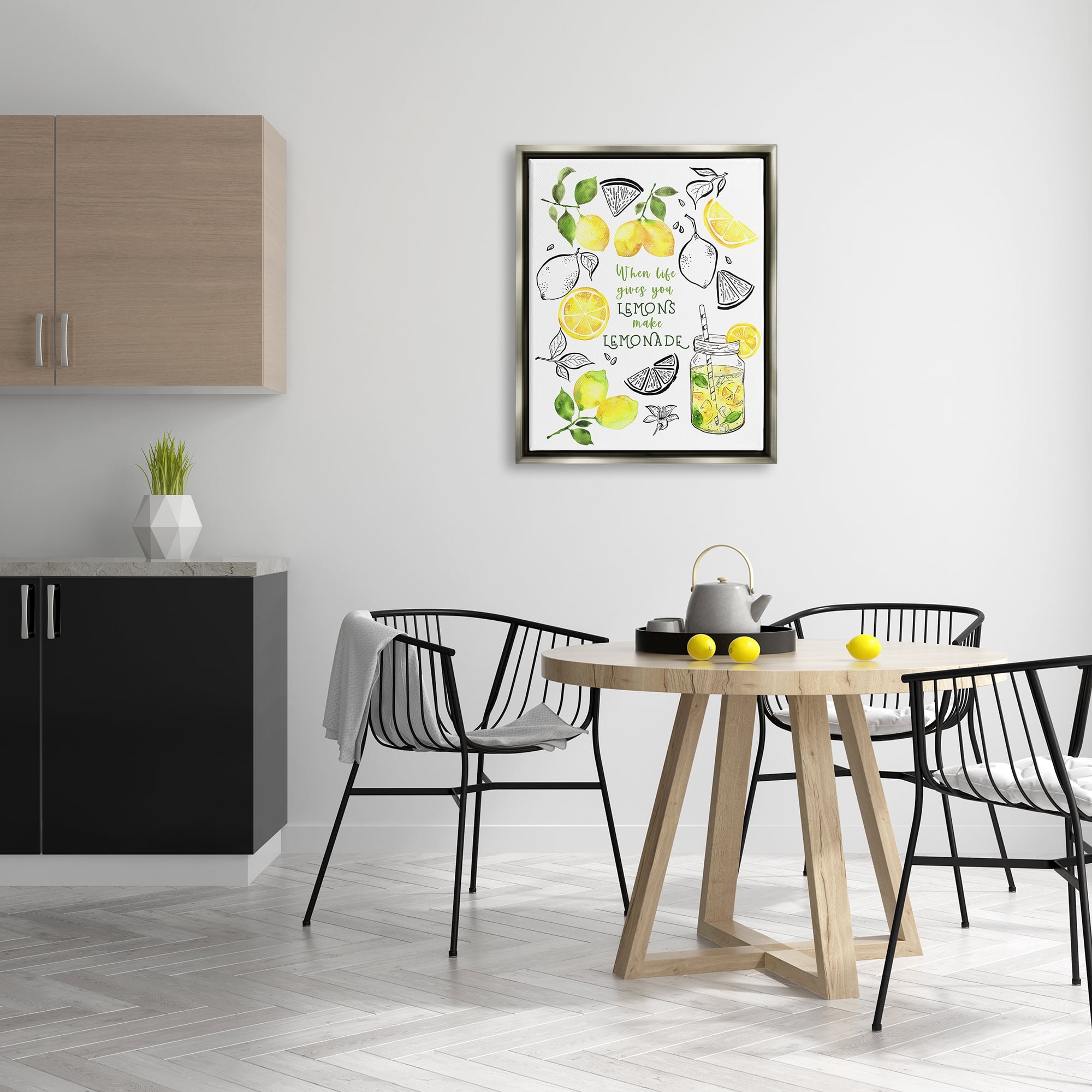 Stupell Industries Make Lemonade Kitchen Phrase Food & Beverage Painting Gray Floater Framed Canvas Art Print Wall Art, 25 x 31