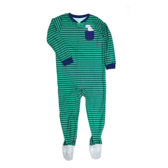 Carter's Boy's One Piece Striped Dino Pocket Striped Pajama Sleeper, Size 5T
