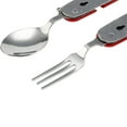thumbnail image 4 of 4 in 1 Multifunctional Outdoor Tableware Stainless Steel Foldable Fork Spoon Knife Picnic Camping Hiking Travelling Dinnerware Silver, 4 of 5