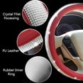 thumbnail image 4 of Bling Diamond Leather Steering Wheel Cover for Women Girls with Crystal Rhinestones, Universal Fit 15 Inch Car Steering Wheel Cover Accessories(Red), 4 of 6