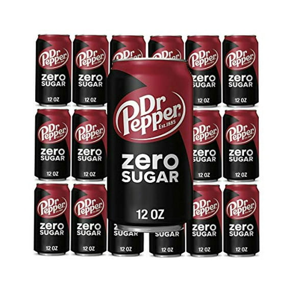 Dr Pepper Zero Sugar, 12 fl oz, 18 cans, total 216 fl oz