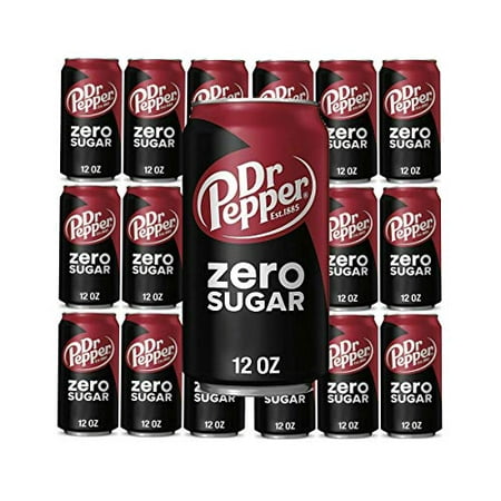 Dr Pepper Zero Sugar, 12 fl oz, 18 cans, total 216 fl oz