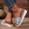 thumbnail image 7 of HTHLVMD Buckle Wedge Sandals, Retro Espadrille Mules, Casual Wedge Shoes, Slip On Wedge Shoes, Women's Buckle Espadrille Platform Slide Sandals, Open Toe Wedge Slippers for Summer, Daily, Sky Blue 6, 7 of 7