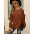 thumbnail image 3 of Womens Sweatshirts Casual Long Sleeve Ruffle Sweatshirt Crew Neck Pullover Tops, 3 of 4