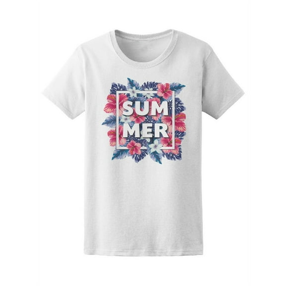 Summer Tropical Flowers T-Shirt Women -Image by Shutterstock, Female Large