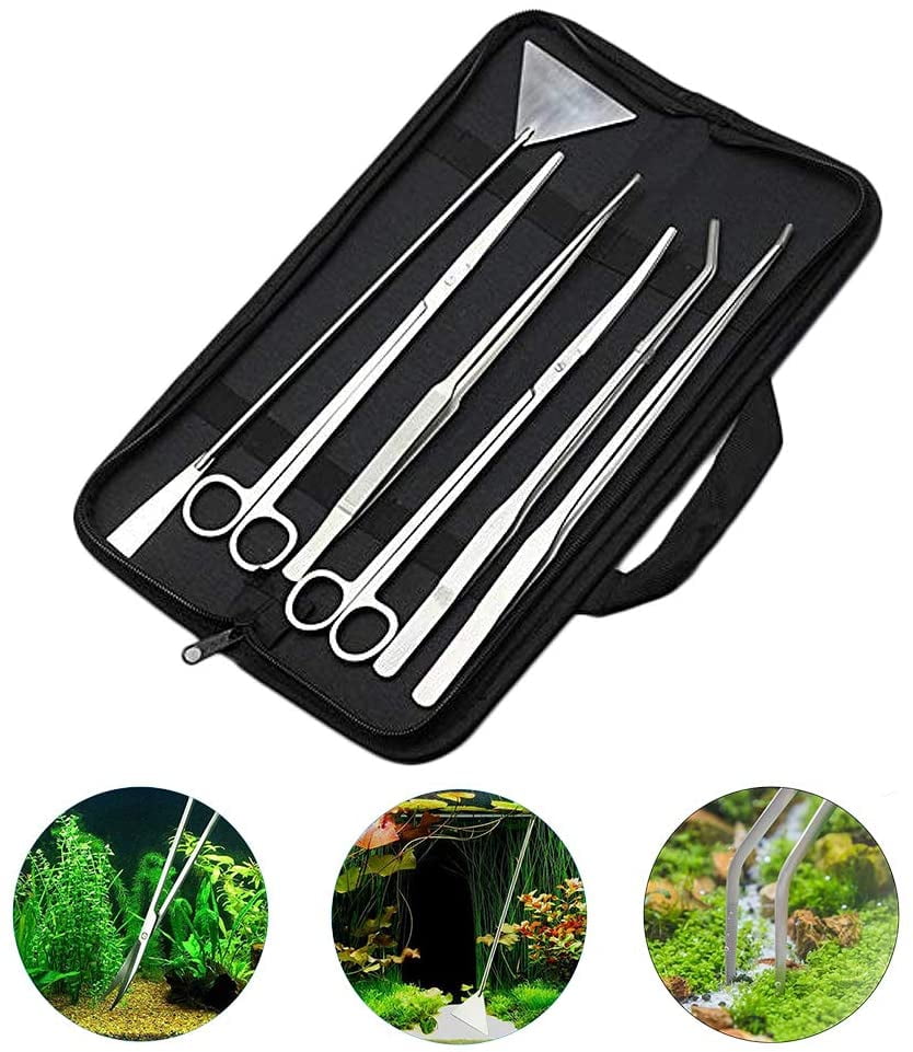 Stainless Steel Aquarium Tool Kit 6 in 1 Tweezers Scissors Spatula