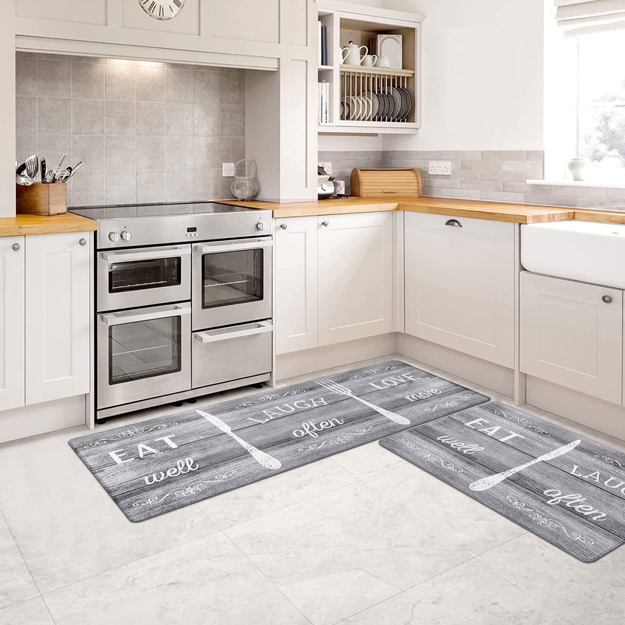  ROTTOGOON Kitchen Floor Mat Set of 2, Cushioned Anti Fatigue  Kitchen Mat 17x47+17x29, Non-Slip Waterproof Kitchen Rug, Premium PVC  Comfort Kitchen Mats and Rugs for Kitchen, Office, Home, Laundry: Home 