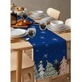 thumbnail image 6 of Blue Christmas Tree Burlap-Cotton Table Runner 72 Inches Long,Xmas Tree Cute Snowflake Farmhouse Table Runners,Outdoor Dining Tablecloths Decor for Baby Shower/Party/Wedding 13x72, 6 of 9