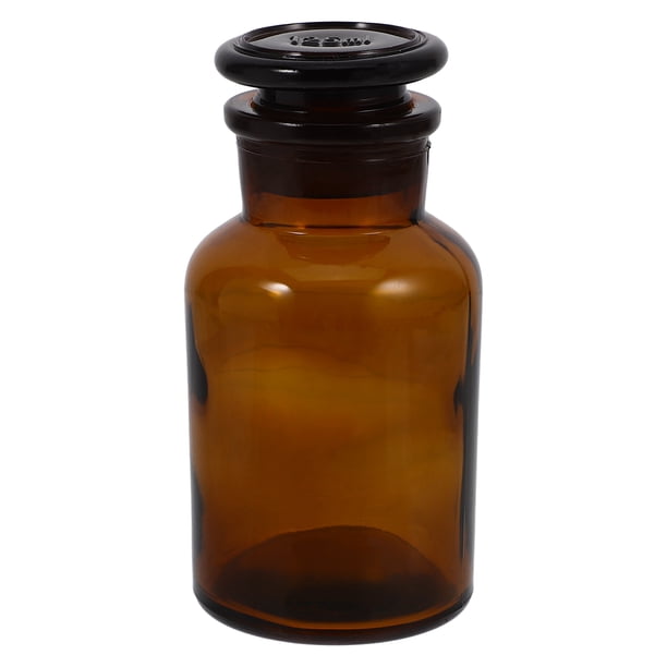 Botella de vidrio para reactivo de laboratorio, de boca ancha, transparente, con tapón esmerilado, decorativa, para jarrones, 125 ml