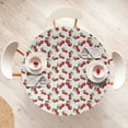 thumbnail image 4 of Ambesonne Fruit Fitted Round Tablecloth, Cherry Fruit Pattern, 40"- 44" Diameter, White Vermilion Green, 4 of 5
