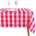thumbnail image 3 of Valentine''s Day Checkered Fabric Rectangle Table Cloth- 60 x 120 Inch -Polyester Heart Pattern Tablecloth, Table Cover Protector for Party, Wedding, Valentine Decoration Use, Red & White, 3 of 6