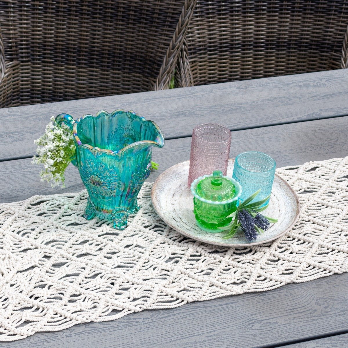 Mosser Glass Dahlia 48oz Pitcher | Teal Carnival