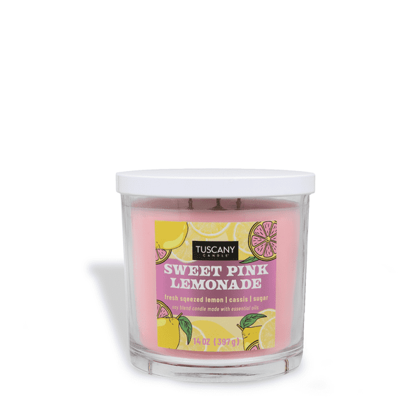 Tuscany Candle Sweet Pink Lemonade: Lemon & Cassis Scented Spring Candle, 14 oz