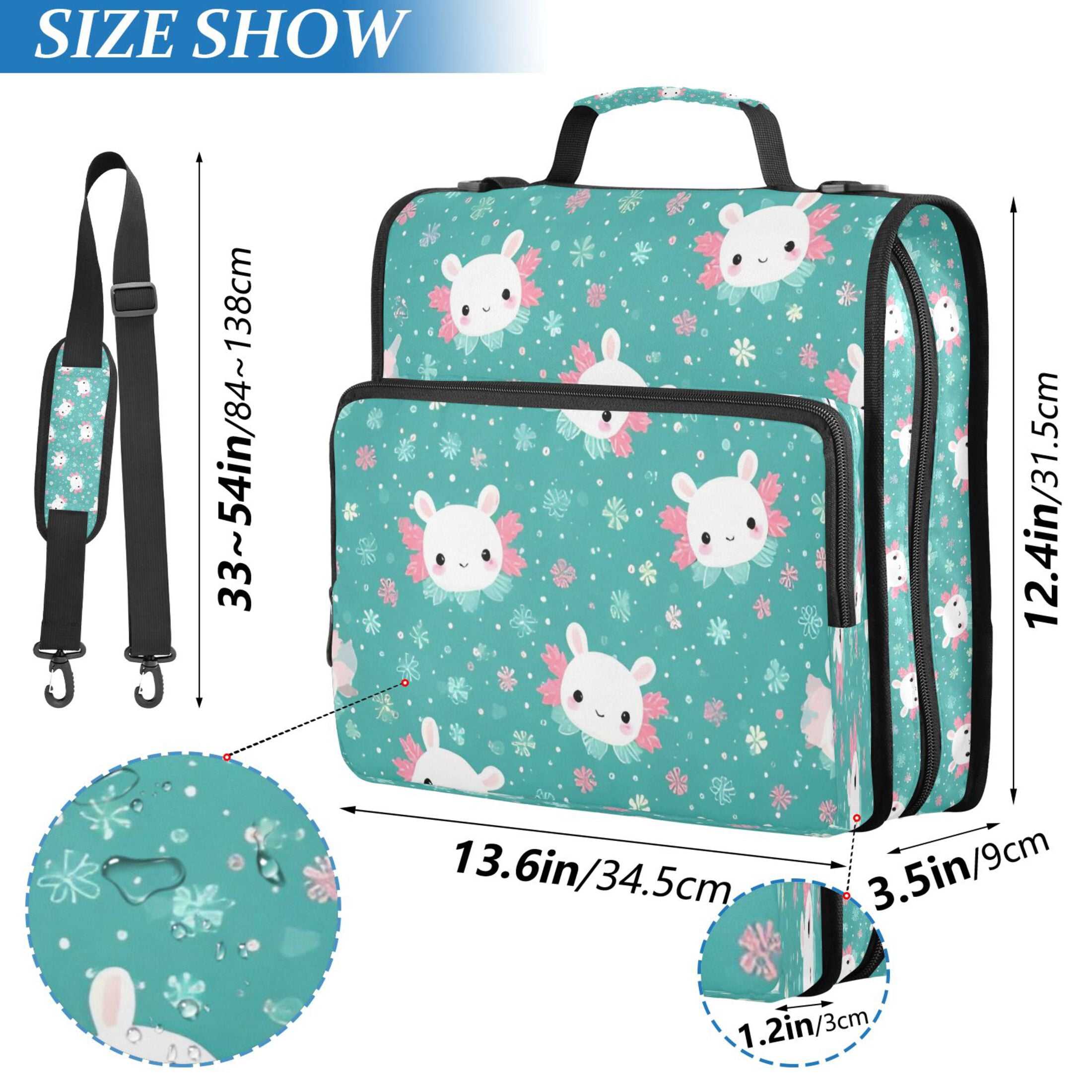 DIXRUYEE Zipper Binder trapper keeper Documents Organized Teal Bunny Cute Printed