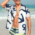 thumbnail image 7 of Honeii Navy Blue Anchor Print Men’s Hawaiian Shirt,Classic Button-Down Short Sleeve Shirt, for Beach, Vacation, and Outdoor Activities,Medium, 7 of 7