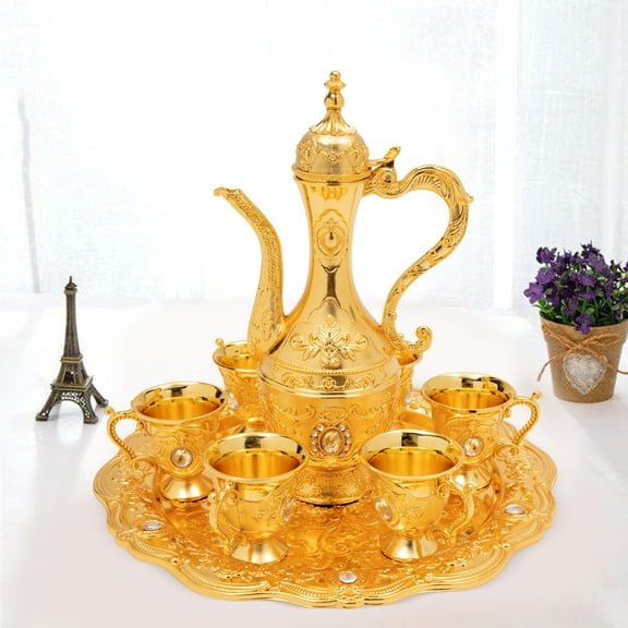 250ml/8.45Oz Tea Set Turkish Coffee Set W/ 30ml/1.01Oz Pot, 6 Cups Wedding Vintage Birthday Teapots Set