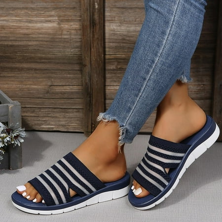

Binmer Summer New Outer Wear Flat Sandals And Slippers Solid Color Women s Shoes Round Toe Beach Shoes