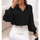 thumbnail image 5 of Camisa de mujer, camisa de manga abullonada, camisa de mujer de color puro, camisa de cuello vuelto, calidad superior, 5 of 8